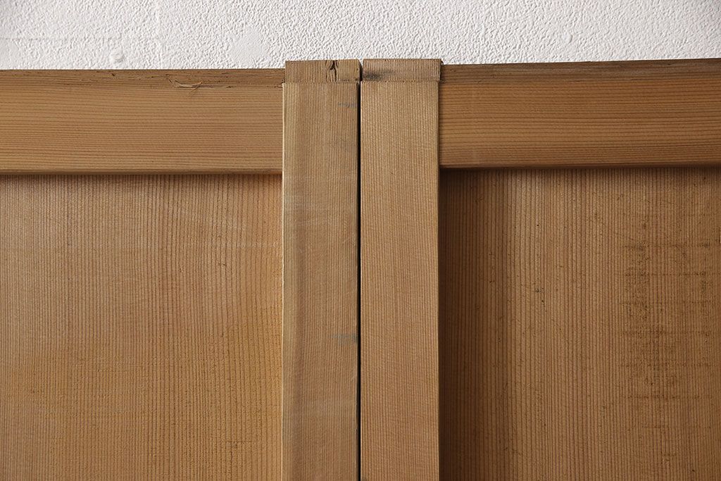 和製アンティーク　柾目が美しく上品な板戸4枚セット(帯戸、引き戸、建具)(R-053499)