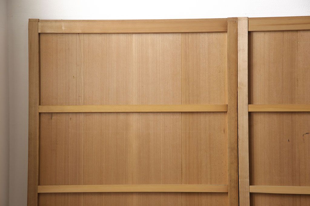 和製アンティーク　柾目が美しく上品な板戸4枚セット(帯戸、引き戸、建具)(R-053499)