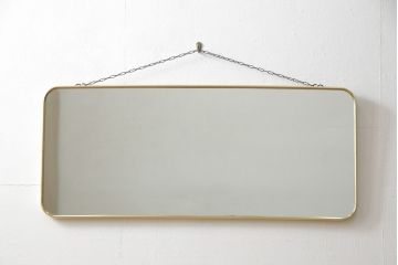 北欧ビンテージ　金属フレームがスタイリッシュなウォールミラー(鏡、姿見、ヴィンテージ)(R-053500)
