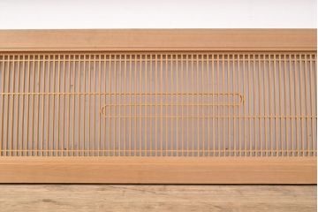 和製ビンテージ　整然と並ぶ格子が和の情緒溢れる欄間(ランマ)2枚セット(明かり取り、明り取り、らんま、ヴィンテージ)(R-053505)