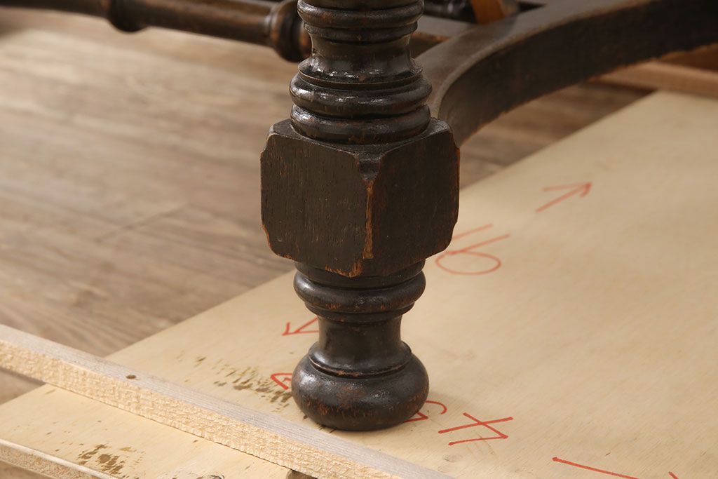 和製アンティーク 希少! 大正ロマン ナラ材 希少なデザインが魅力的なダイニングテーブル(作業台、食卓)(R-053514)