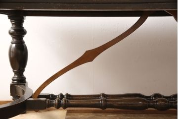 和製アンティーク 希少! 大正ロマン ナラ材 希少なデザインが魅力的なダイニングテーブル(作業台、食卓)(R-053514)