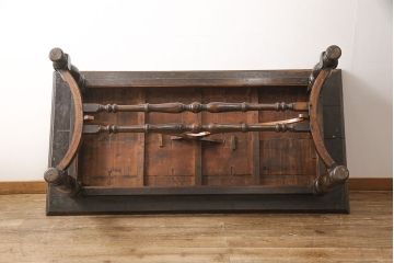 和製アンティーク 希少! 大正ロマン ナラ材 希少なデザインが魅力的なダイニングテーブル(作業台、食卓)(R-053514)