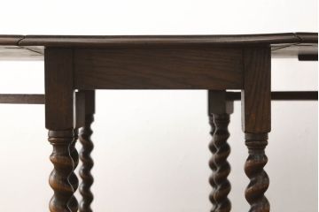 イギリスアンティーク　オーク材　流れるようなツイストレッグがお洒落なバタフライテーブル(ダイニングテーブル、エクステンションテーブル)(R-053522)