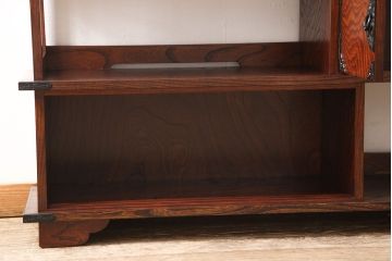 中古　美品　岩谷堂箪笥　力強い杢目が上質な和を演出する北斗3号飾り棚(茶棚、収納棚、戸棚、サイドボード)(R-053536)
