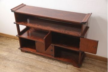 中古　美品　岩谷堂箪笥　力強い杢目が上質な和を演出する北斗3号飾り棚(茶棚、収納棚、戸棚、サイドボード)(R-053536)