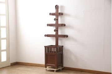 中古　民芸家具　ツリーのような見た目がかわいらしいカサ立てハンガー(松本民芸家具)(傘立て、スタンド、帽子掛け、店舗什器)(R-053538)