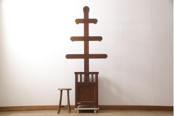 中古　民芸家具　ツリーのような見た目がかわいらしいカサ立てハンガー(松本民芸家具)(傘立て、スタンド、帽子掛け、店舗什器)(R-053538)