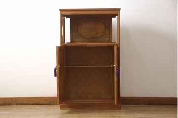 ビンテージ家具　未使用展示品　三方肥松(老松、アブラマツ)　珍しい材でつくられた小振りな戸棚(収納棚、茶棚、茶箪笥、ヴィンテージ)(R-053541)