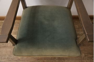 和製ビンテージ　神戸洋家具　永田良介商店　オーク材　ノスタルジックな雰囲気を醸し出す回転椅子(ドクターチェア、回転チェア、イス、アームチェア、ヴィンテージ)(R-053545)