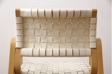 中古　arflex(アルフレックス)　NT(エヌティー)　革を編み込んだデザインが個性的なアームチェア(定価約8万6千円)(ダイニングチェア、椅子、イス)(R-053548)
