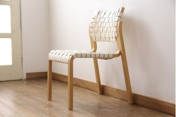 中古　arflex(アルフレックス)　NT(エヌティー)　革を編み込んだデザインが個性的なチェア(ダイニングチェア、椅子、イス)(R-053550)