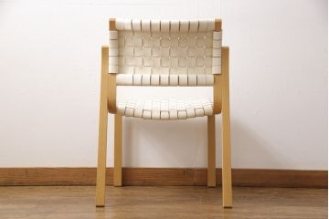 中古　arflex(アルフレックス)　NT(エヌティー)　革を編み込んだデザインが個性的なチェア(ダイニングチェア、椅子、イス)(R-053550)