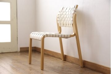 中古　arflex(アルフレックス)　NT(エヌティー)　革を編み込んだデザインが個性的なチェア(ダイニングチェア、椅子、イス)(R-053552)