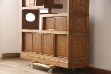 ビンテージ家具　三方肥松(老松、アブラマツ)　珍しい材でつくられた、木目の美しさが目を引く茶棚(収納棚、茶箪笥、飾り棚、ヴィンテージ)(R-053560)