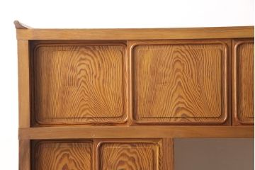 ビンテージ家具　三方肥松(老松、アブラマツ)　珍しい材でつくられた、木目の美しさが目を引く茶棚(収納棚、茶箪笥、飾り棚、ヴィンテージ)(R-053560)