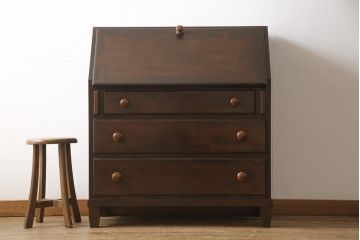 ビンテージ家具　松本民芸家具　シックで上品な佇まいのライティングビューロー(簿記机、在宅ワーク、在宅用ワークデスク、ヴィンテージ)(R-053561)