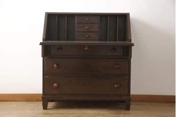 ビンテージ家具　松本民芸家具　シックで上品な佇まいのライティングビューロー(簿記机、在宅ワーク、在宅用ワークデスク、ヴィンテージ)(R-053561)