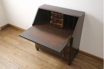 ビンテージ家具　松本民芸家具　シックで上品な佇まいのライティングビューロー(簿記机、在宅ワーク、在宅用ワークデスク、ヴィンテージ)(R-053561)