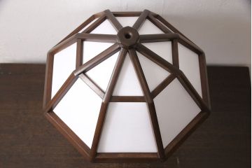 ヴィンテージ家具　松本民芸家具　絶版品　希少!障子の笠が温かみのある明かりを灯す九角面取りスタンド(スタンドライト、卓上照明、シェード、ビンテージ)(R-053575)