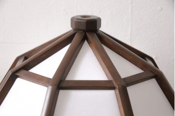 ヴィンテージ家具　松本民芸家具　絶版品　希少!障子の笠が温かみのある明かりを灯す九角面取りスタンド(スタンドライト、卓上照明、シェード、ビンテージ)(R-053575)