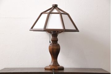 ヴィンテージ家具　松本民芸家具　絶版品　希少!障子の笠が温かみのある明かりを灯す九角面取りスタンド(スタンドライト、卓上照明、シェード、ビンテージ)(R-053575)