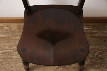 中古　松本民芸家具　#49型A　背もたれの美しいデザインが印象的なワイコムチェア(ダイニングチェア、椅子、板座チェア)(R-053580)