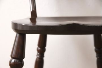 中古　松本民芸家具　#49型A　背もたれの美しいデザインが印象的なワイコムチェア(ダイニングチェア、椅子、板座チェア)(R-053580)