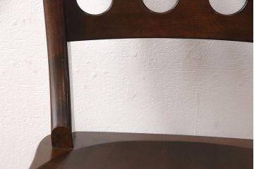 中古　松本民芸家具　#49型A　背もたれの美しいデザインが印象的なワイコムチェア(ダイニングチェア、椅子、板座チェア)(R-053581)