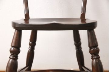 中古　松本民芸家具　#49型A　背もたれの美しいデザインが印象的なワイコムチェア(ダイニングチェア、椅子、板座チェア)(R-053581)