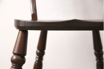 中古　松本民芸家具　#49型A　背もたれの美しいデザインが印象的なワイコムチェア(ダイニングチェア、椅子、板座チェア)(R-053581)