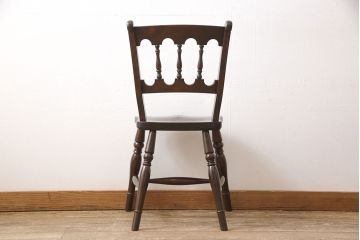 中古　松本民芸家具　#49型A　背もたれの美しいデザインが印象的なワイコムチェア(ダイニングチェア、椅子、板座チェア)(R-053581)