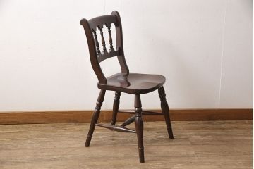 中古　松本民芸家具　#49型A　背もたれの美しいデザインが印象的なワイコムチェア(ダイニングチェア、椅子、板座チェア)(R-053582)
