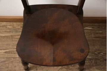 中古　松本民芸家具　#49型A　背もたれの美しいデザインが印象的なワイコムチェア(ダイニングチェア、椅子、板座チェア)(R-053582)
