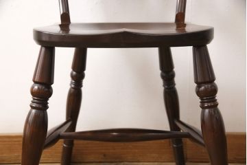 中古　松本民芸家具　#49型A　背もたれの美しいデザインが印象的なワイコムチェア(ダイニングチェア、椅子、板座チェア)(R-053582)