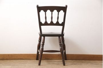 中古　松本民芸家具　#49型A　背もたれの美しいデザインが印象的なワイコムチェア(ダイニングチェア、椅子、板座チェア)(R-053582)