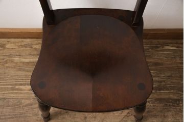 中古　松本民芸家具　#49型A　背もたれの美しいデザインが印象的なワイコムチェア(ダイニングチェア、椅子、板座チェア)(R-053583)