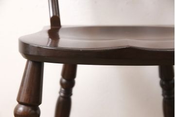 中古　松本民芸家具　#49型A　背もたれの美しいデザインが印象的なワイコムチェア(ダイニングチェア、椅子、板座チェア)(R-053583)