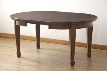 アンティーク家具　ウォールナット材　イギリスよりやってきた!気品漂うエクステンションテーブル(ダイニングテーブル、丸テーブル、拡張式テーブル、2人掛け、4人掛け)(R-053604)