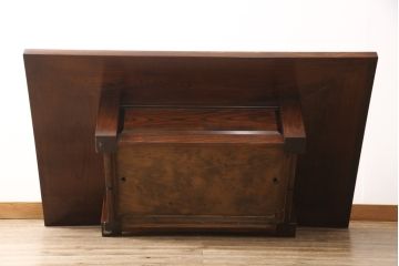 中古　美品　国産民芸家具　総ケヤキ材(欅)　上品な和の趣溢れる火鉢(囲炉裏、座卓、ローテーブル、長火鉢、木製火鉢)(R-053607)