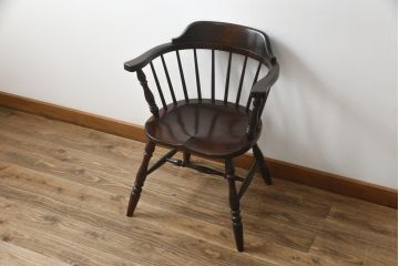 中古　松本民芸家具　#91型　落ち着きのある空間を演出するキャプテンチェア(アームチェア、板座チェア、椅子、ダイニングチェア)(R-053613)