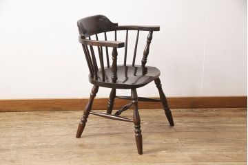 中古　松本民芸家具　#91型　落ち着きのある空間を演出するキャプテンチェア(アームチェア、板座チェア、椅子、ダイニングチェア)(R-053614)