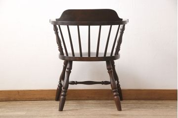 中古　松本民芸家具　#91型　落ち着きのある空間を演出するキャプテンチェア(アームチェア、板座チェア、椅子、ダイニングチェア)(R-053614)