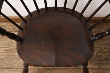 中古　松本民芸家具　#91型　落ち着きのある空間を演出するキャプテンチェア(アームチェア、板座チェア、椅子、ダイニングチェア)(R-053615)