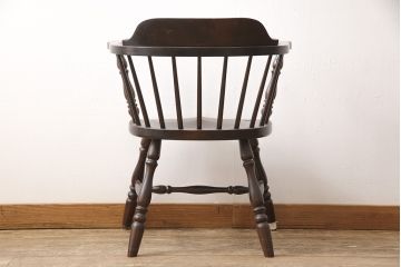 中古　松本民芸家具　#91型　落ち着きのある空間を演出するキャプテンチェア(アームチェア、板座チェア、椅子、ダイニングチェア)(R-053615)