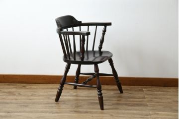 中古　松本民芸家具　#91型　落ち着きのある空間を演出するキャプテンチェア(アームチェア、板座チェア、椅子、ダイニングチェア)(R-053615)