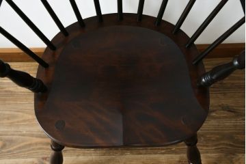 中古　松本民芸家具　#91型　落ち着きのある空間を演出するキャプテンチェア(アームチェア、板座チェア、椅子、ダイニングチェア)(R-053615)
