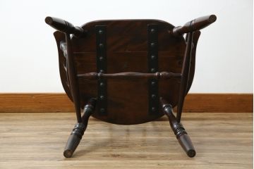 中古　松本民芸家具　#91型　落ち着きのある空間を演出するキャプテンチェア(アームチェア、板座チェア、椅子、ダイニングチェア)(R-053615)