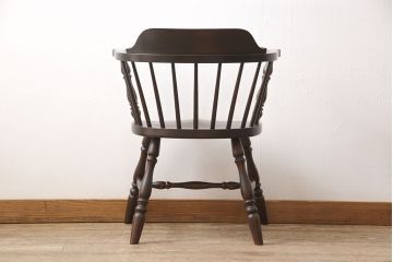 中古　松本民芸家具　#91型　落ち着きのある空間を演出するキャプテンチェア(アームチェア、板座チェア、椅子、ダイニングチェア)(R-053617)