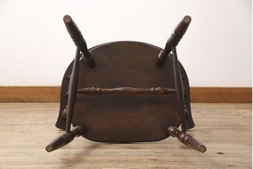 中古　松本民芸家具　#91型　落ち着きのある空間を演出するキャプテンチェア(アームチェア、板座チェア、椅子、ダイニングチェア)(R-053617)
